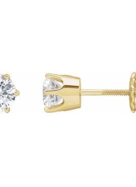 14K Yellow Gold 6.5 mm  Imitation White Cubic Zirconia Stud Earrings