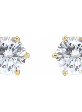 14K Yellow Gold 6.5 mm  Imitation White Cubic Zirconia Stud Earrings