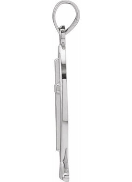 14K White Gold 14x6 mm Ichthus with Cross Pendant