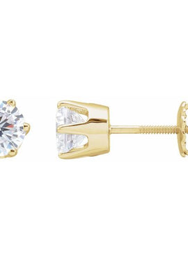 14K Yellow Gold 6.5 mm  Imitation White Cubic Zirconia Stud Earrings