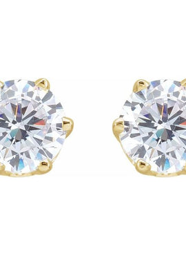 14K Yellow Gold 6.5 mm  Imitation White Cubic Zirconia Stud Earrings