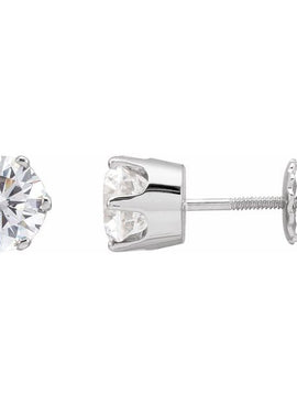 14K Yellow Gold 6.5 mm  Imitation White Cubic Zirconia Stud Earrings