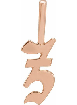 14K Rose Gold Gothic Initial A Charm/Pendant