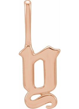 14K Rose Gold Gothic Initial A Charm/Pendant