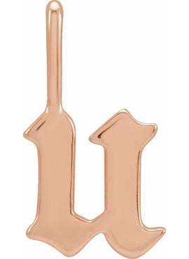 14K Rose Gold Gothic Initial A Charm/Pendant