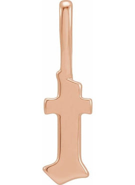 14K Rose Gold Gothic Initial A Charm/Pendant