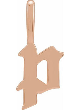 14K Rose Gold Gothic Initial A Charm/Pendant