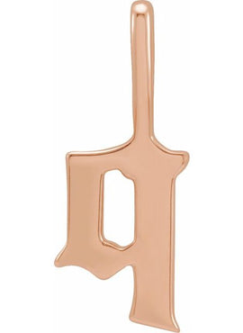 14K Rose Gold Gothic Initial A Charm/Pendant