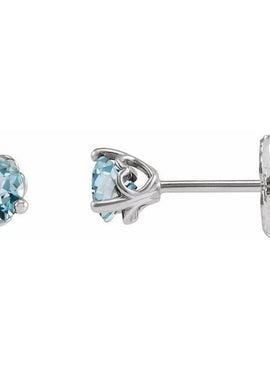 Platinum 3 mm Natural Sky Blue Topaz Earrings