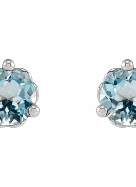 Platinum 3 mm Natural Sky Blue Topaz Earrings
