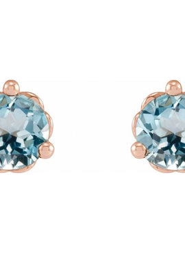 Platinum 3 mm Natural Sky Blue Topaz Earrings