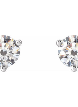 14K White Gold 5.7 mm Imitation White Cubic Zirconia Stud Earrings
