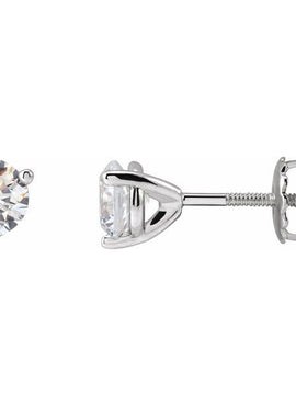 14K White Gold 5.7 mm Imitation White Cubic Zirconia Stud Earrings