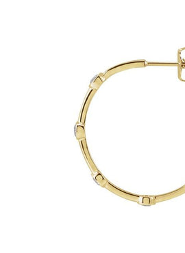 14K Yellow Gold 1/4 CTW Natural Diamond Bezel-Set Hoop Earrings