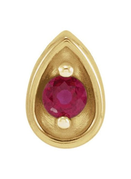 14K White Gold 2 mm Natural Ruby Teardrop Slide Pendant