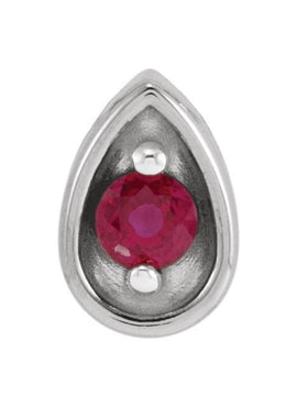 14K White Gold 2 mm Natural Ruby Teardrop Slide Pendant