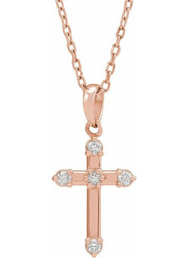 14K White Gold .07 CTW Natural Diamond Cross Pendant
