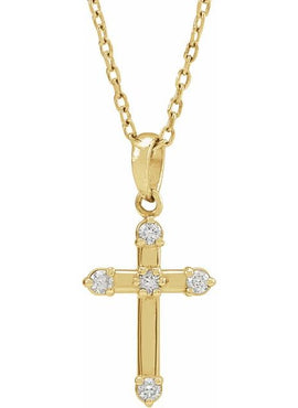 14K White Gold .07 CTW Natural Diamond Cross Pendant