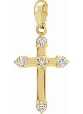 14K White Gold .07 CTW Natural Diamond Cross Pendant