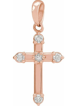14K White Gold .07 CTW Natural Diamond Cross Pendant