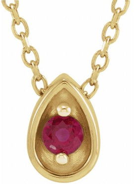 14K White Gold 2 mm Natural Ruby Teardrop Slide Pendant