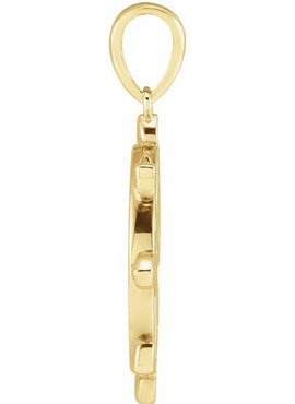 14K White Gold Dharmachakra Wheel Pendant
