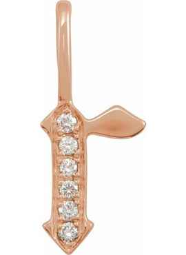 14K Yellow Gold .05 CTW Natural Diamond Gothic Initial A Charm/Pendant