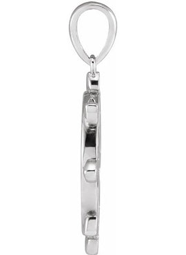 14K White Gold Dharmachakra Wheel Pendant