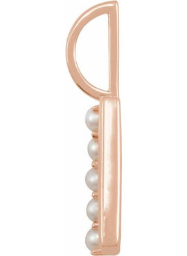 14K Yellow Gold Cultured White Freshwater Pearl Initial B Charm/Pendant