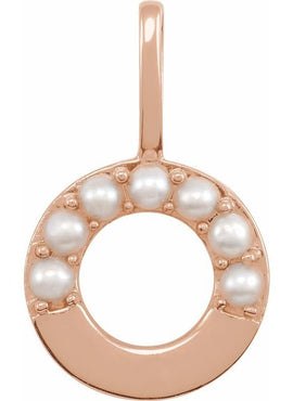 14K Yellow Gold Cultured White Freshwater Pearl Initial B Charm/Pendant