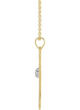 14K White Gold .03 CT Natural Diamond Cross 18