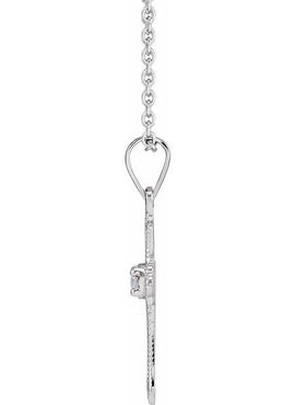 14K White Gold .03 CT Natural Diamond Cross 18
