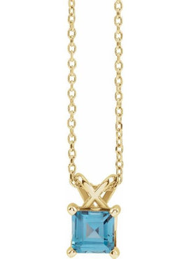 Sterling Silver 5 mm Round Natural London Blue Topaz Pendant