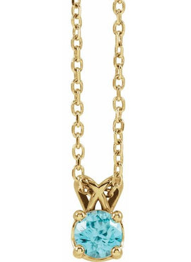 Sterling Silver 5 mm Round Natural London Blue Topaz Pendant