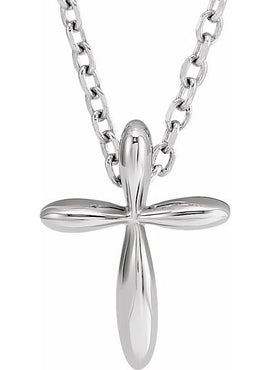 14K White Gold 14.65x11.2 mm Cross Pendant