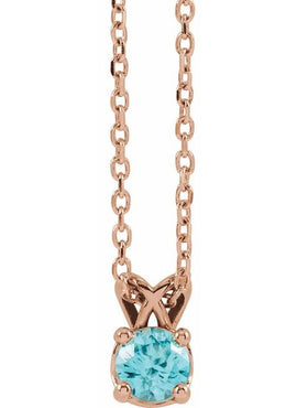 Sterling Silver 5 mm Round Natural London Blue Topaz Pendant