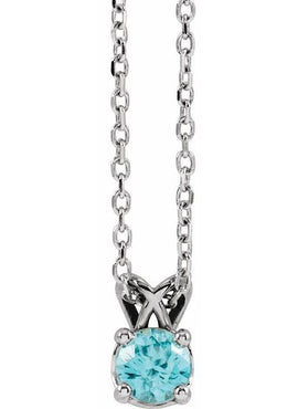 Sterling Silver 5 mm Round Natural London Blue Topaz Pendant