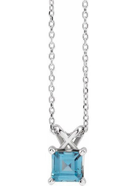 Sterling Silver 5 mm Round Natural London Blue Topaz Pendant
