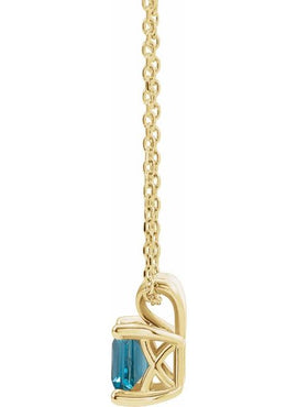 Sterling Silver 5 mm Round Natural London Blue Topaz Pendant