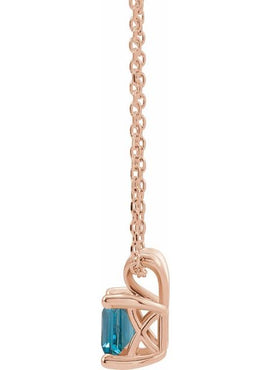 Sterling Silver 5 mm Round Natural London Blue Topaz Pendant