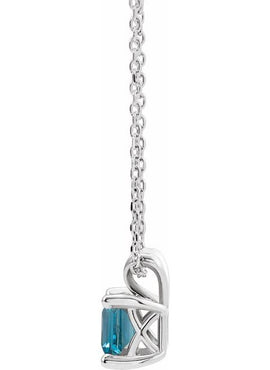 Sterling Silver 5 mm Round Natural London Blue Topaz Pendant