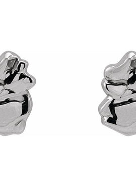 14K White Gold Tiny Nugget Earrings