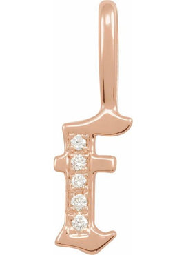 14K Yellow Gold .05 CTW Natural Diamond Gothic Initial A Charm/Pendant