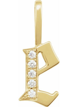 14K Yellow Gold .05 CTW Natural Diamond Gothic Initial A Charm/Pendant