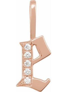 14K Yellow Gold .05 CTW Natural Diamond Gothic Initial A Charm/Pendant
