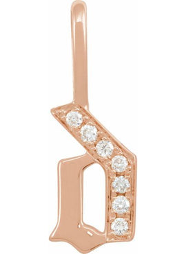 14K Yellow Gold .05 CTW Natural Diamond Gothic Initial A Charm/Pendant