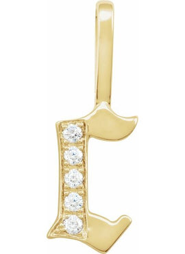 14K Yellow Gold .05 CTW Natural Diamond Gothic Initial A Charm/Pendant