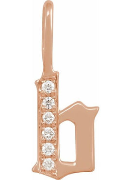 14K Yellow Gold .05 CTW Natural Diamond Gothic Initial A Charm/Pendant