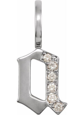14K Yellow Gold .05 CTW Natural Diamond Gothic Initial A Charm/Pendant