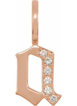 14K Yellow Gold .05 CTW Natural Diamond Gothic Initial A Charm/Pendant